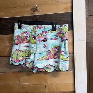 Crown & Ivy Shorts Scalloped Hem Sailboats Size 10